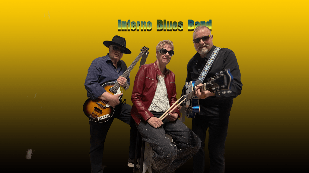 Inferno Blues Band promo photo on smartphone screen